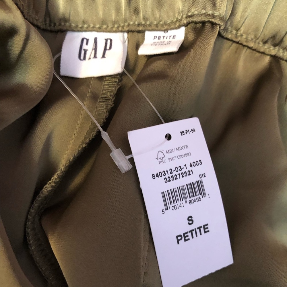 GAP Satin Olive Striped Wide-Leg Track Pants - Picture 4 of 4